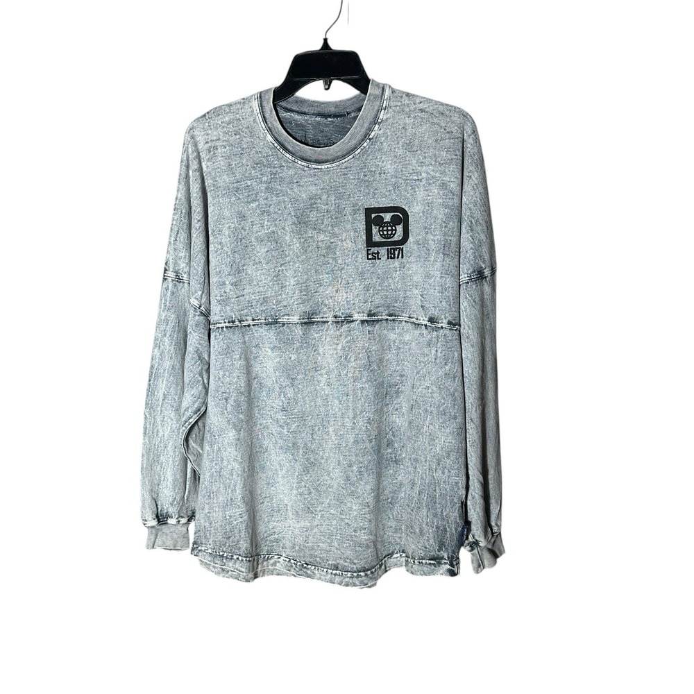 Disney World Spirit Jersey Shirt Grey Mineral Acid Wash Small Denim Look #T4-6
